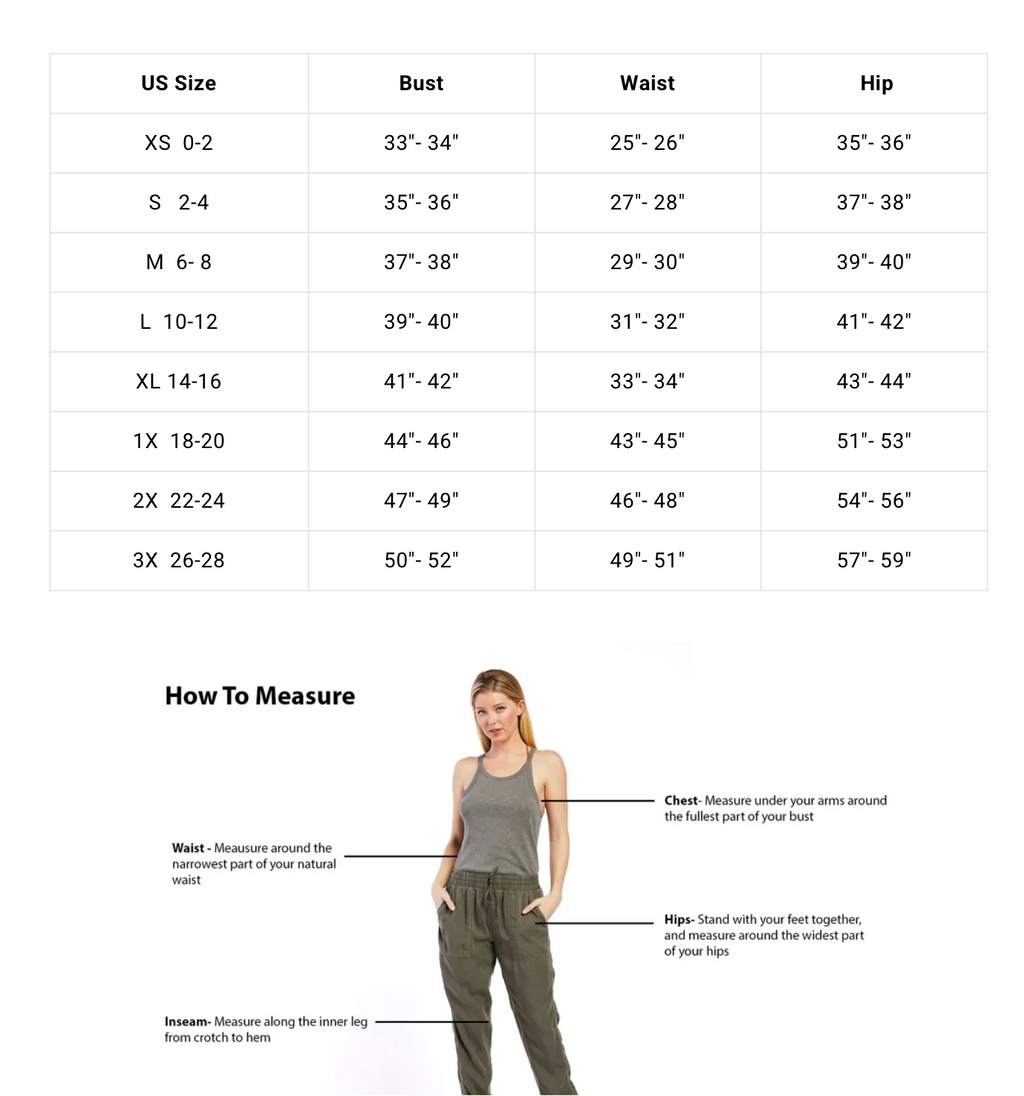 Size Chart for Velvet Heart Brand Clothing  